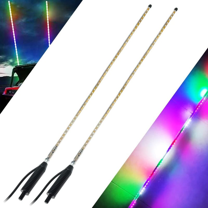 YEORO 2pcs RGB Double LED Strips 270 Auto Strobe LED Antenna Lights Waterproof for UTV, ATV (3.4 FT) - Image 1